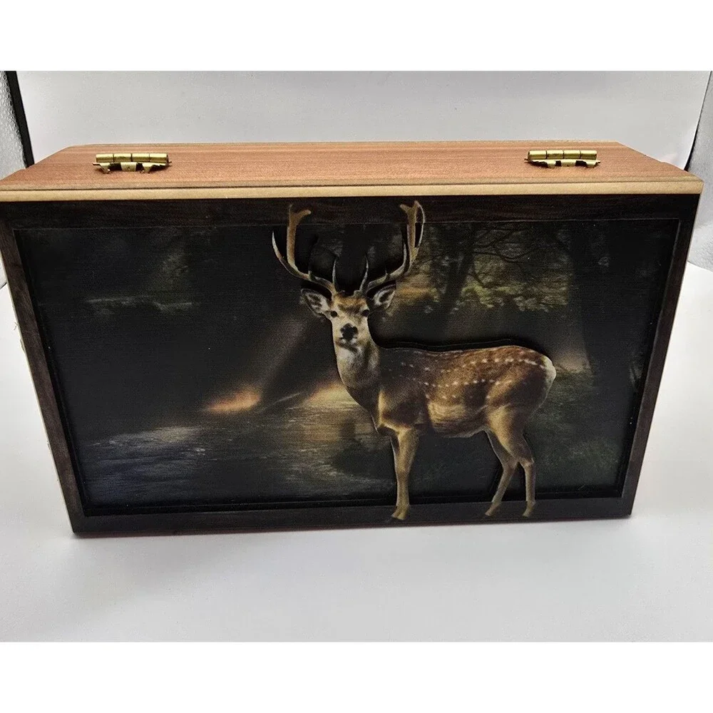#97218 3D Laser Cut Buck Deer Keepsake Jewelry Wood Cedar Picture Box 7